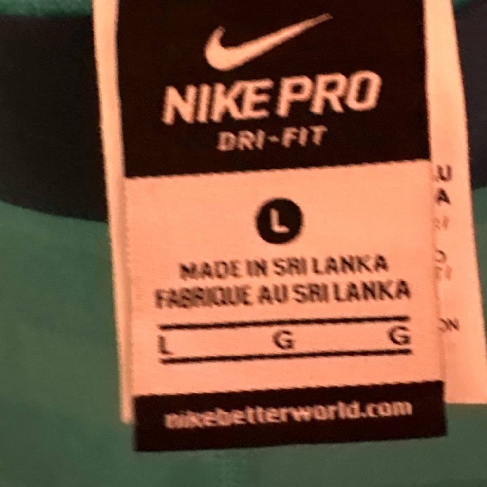Nike‎ Pro Dri-FIT Womens Teal Striped Performance Leggings Large RN56323 - Picture 3 of 11